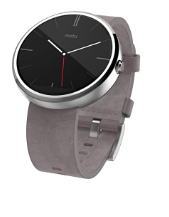 Motorola Moto 360 –Stone Gray Leather Smart Watch